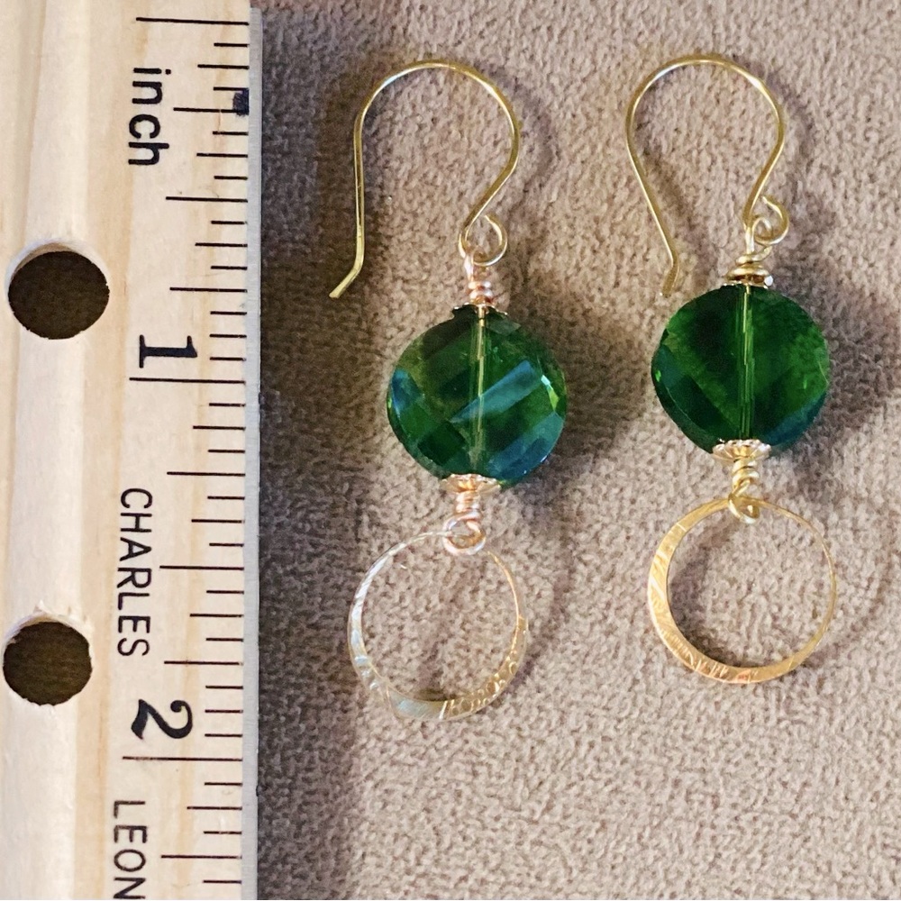 Vintage Green Glass Bead Earrings